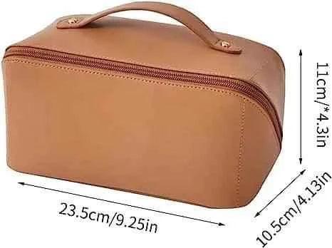 Classy Leather Cosmetic Bag, Portable Leather Makeup Pouch,