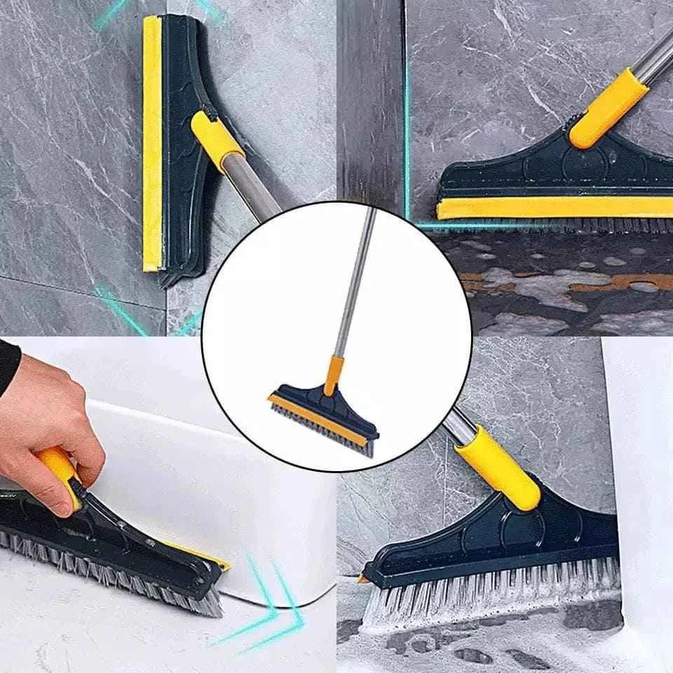 2 In 1 Floor Scrub Brush Cleaning Brush Long Handle Removable Universal Magic Broom Brush Squeegee Tile Kitchen Cleaning Tools.