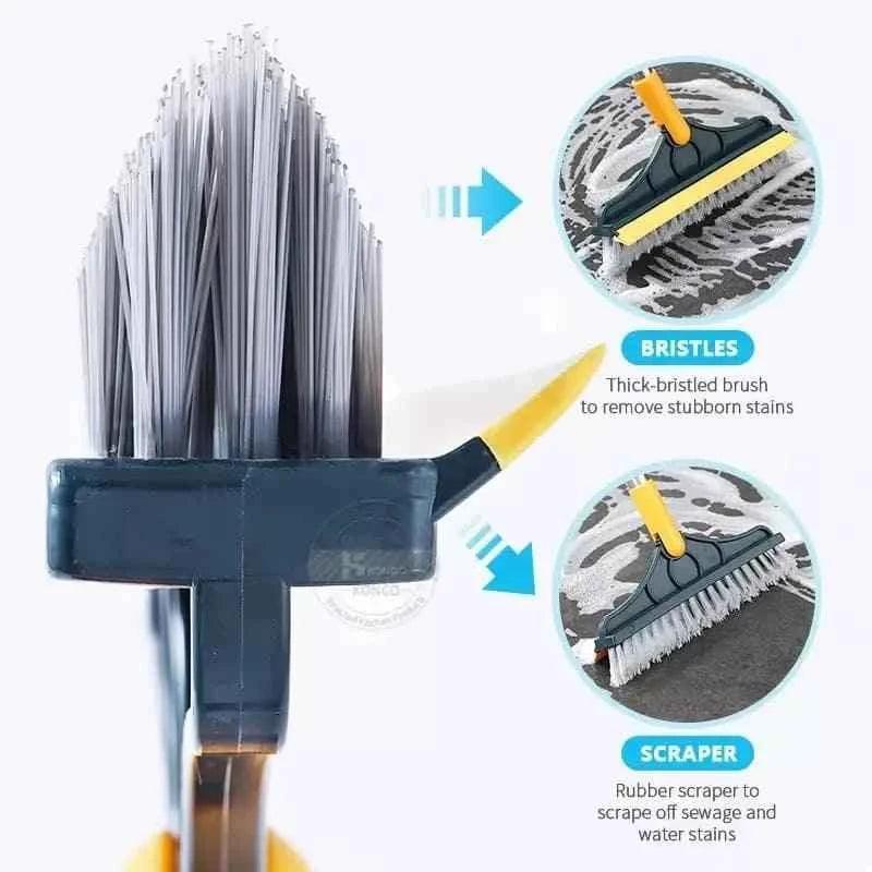 2 In 1 Floor Scrub Brush Cleaning Brush Long Handle Removable Universal Magic Broom Brush Squeegee Tile Kitchen Cleaning Tools.