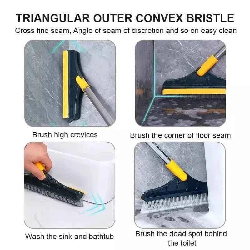 2 In 1 Floor Scrub Brush Cleaning Brush Long Handle Removable Universal Magic Broom Brush Squeegee Tile Kitchen Cleaning Tools.